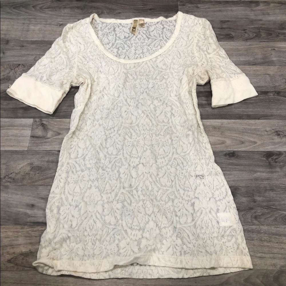 BKE cream lacy shirt size medium